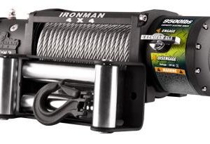 WINCHE ELÉCTRICO 12V Marca IRONMAN DE 9,500LB CON CABLE DE Acero