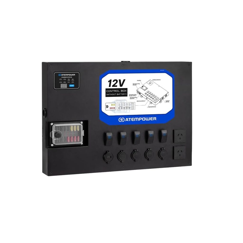 Caja Control 12V c/ Inversor 1500W y CargadorDC DC 40A Atem Power